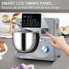 VEVOR 5 IN 1 Stand Mixer, 660W Tilt-Head Multifunctional Electric Mixer with 6 Speeds LCD Screen Timing, 7.4 Qt Stainless Bowl, Dough Hook, Flat Beate