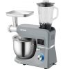 VEVOR 5 IN 1 Stand Mixer, 660W Tilt-Head Multifunctional Electric Mixer with 6 Speeds LCD Screen Timing, 7.4 Qt Stainless Bowl, Dough Hook, Flat Beate