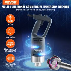 VEVOR Commercial Immersion Blender, 500 Watt Heavy Duty Hand Mixer, Variable Speed Kitchen Stick Mixer with 304 Stainless Steel Blade, Multi-Purpose P