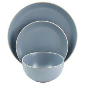Gibson Home Rockaway 12 Piece Stoneware Dinnerware Set (Color: Matte Blue)