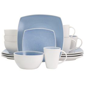 Gibson Elite 16 Piece Stoneware Dinnerware Set (Option: Soho Lounge Reactive Glaze, Color: Light blue)