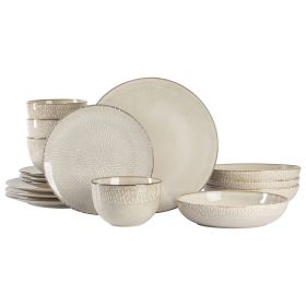 Gibson Elite Matisse 16 Piece Stoneware Dinnerware Set  with Reactive Glaze (Color: Cream)
