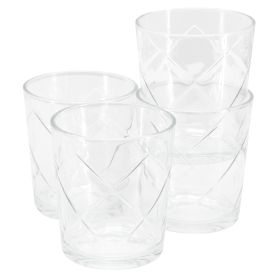 Gibson Home Lattice 4 Piece Glass Set (Option: Double Old-Fashioned, Build: 13.5 Ounce)