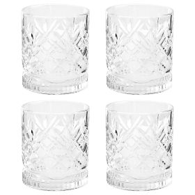 Gibson Home Embossed 4 Piece,13 Ounce Double Old Fashioned Glassware Set (Option: Diamond)