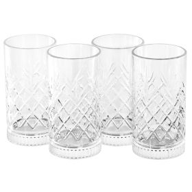 Gibson Home 4 Piece, 16 Ounce Glass Tumbler Set (Option: Diamond Embossed)