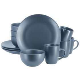 Gibson Home Everyday 12 Piece Plus Stoneware Dinnerware Set (Option: Round, Color: Blue)