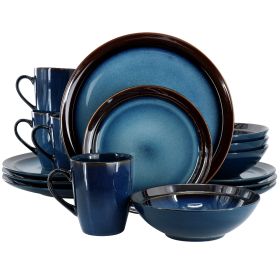 Gibson Elite 16 Piece Stoneware Dinnerware Set (Option: Priya Reactive Glaze, Color: Blue)