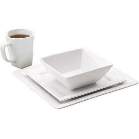 Better Homes & Gardens 16-Piece Dinnerware Set (Option: Square Porcelain, Color: White)