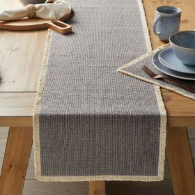 Better Homes & Gardens Cotton-Rich 14" x 90" Table Runner (Option: Fringe, Color: Grey)
