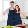 2-Pack Waterproof Kitchen Bib Aprons with Adjustable Straps & Front Pockets – Unisex Cooking, Baking, BBQ, Craft Aprons