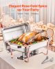 8 Qt 2 Pack Rectangle Chafing Dish Buffet Set Full Size Pan Stainless Steel