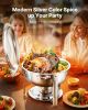 5 Qt 4 Pack Round Chafing Dish Buffet Set Full-Size Pan Stainless Steel Silver