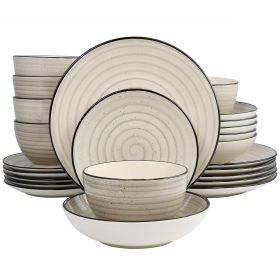 Elama Gia 24 Piece Round Stoneware Dinnerware Set (Color: Cream)