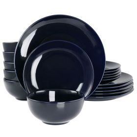 Elama Luna 18 Piece Porcelain Dinnerware Set (Color: Dark blue)