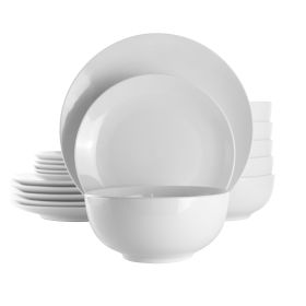 Elama Luna 18 Piece Porcelain Dinnerware Set (Color: White)