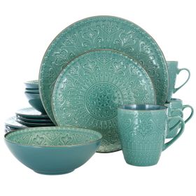 Elama Sea 16 Piece Luxurious Stoneware Dinnerware with Complete Set (Build: Foam Mozaic)