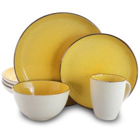 Elama Mellow 16-Piece Dinnerware Set (Color: Yellow)