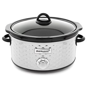 Brentwood Scallop Pattern 4.5 Quart Slow Cooker (Color: Stainless Steel)
